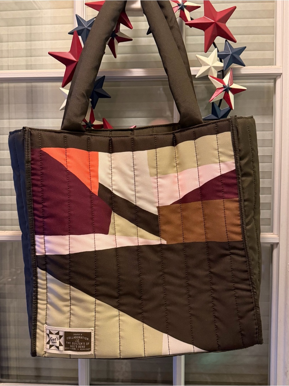 Gee’s Bend Quilted Patchwork Tote Bag in Brown and Multicolor